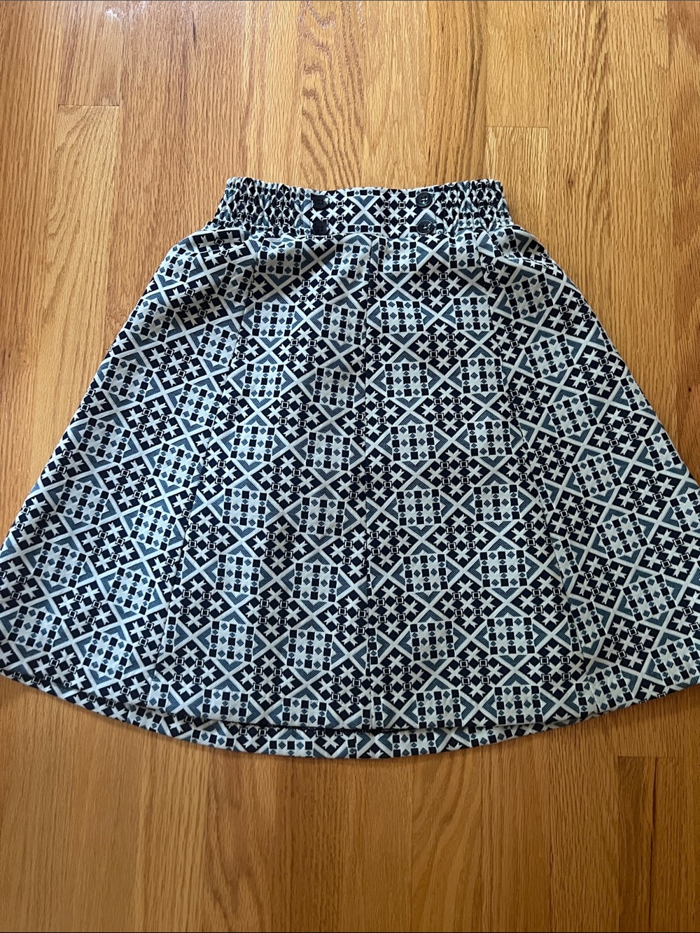 Vintage Kmart girls size 10 Classic Navy and White Geometric A-Line Skirt